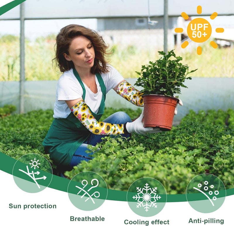 Mukum 4 Pairs Gardening Sleeves Anti-Slip Arm Protection with Thumb Hole Sun Sleeve Cooling Arm Sleeves for Women Men Outdoor - Image 5